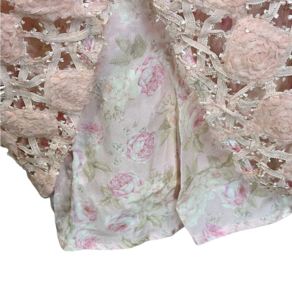 For Love and Lemons Alessia Pink Flora Ruffle Mini Dress | Size M - Picture 10 of 12